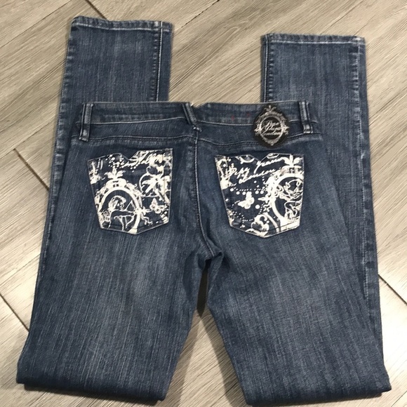 Pepe Jeans London Medium Wash Screen Print Pockets Straight Leg Jeans size 25 - Picture 12 of 12